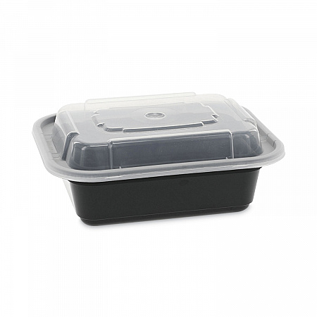 Newspring VERSAtainer Microwavable Containers, 12 oz, 5.8 x 4.6 x 2.3, Black/Clear, Plastic, 150/Carton (NC818B)