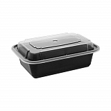 Newspring VERSAtainer Microwavable Containers, 24 oz, 7.4 x 5 x 2.5, Black/Clear, Plastic, 150/Carton (NC838B)