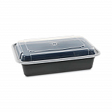 Newspring VERSAtainer Microwavable Containers, 38 oz, 8.8 x 6 x 2.5, Black/Clear, Plastic, 150/Carton (NC888B)