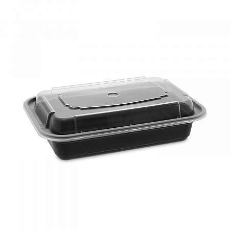 Newspring VERSAtainer Microwavable Containers, 16 oz, 7.4 x 5 x 2.2, Black/Clear, Plastic, 150/Carton (NC8168B)