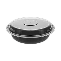 EarthChoice Versa2Go Microwaveable Container, 23 oz, 6.8 x 6.8 x 1.8, Black/Clear, Plastic, 150/Carton (NV2GRN237B)
