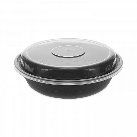 EarthChoice Versa2Go Microwaveable Container, 23 oz, 6.8 x 6.8 x 1.8, Black/Clear, Plastic, 150/Carton (NV2GRN237B)