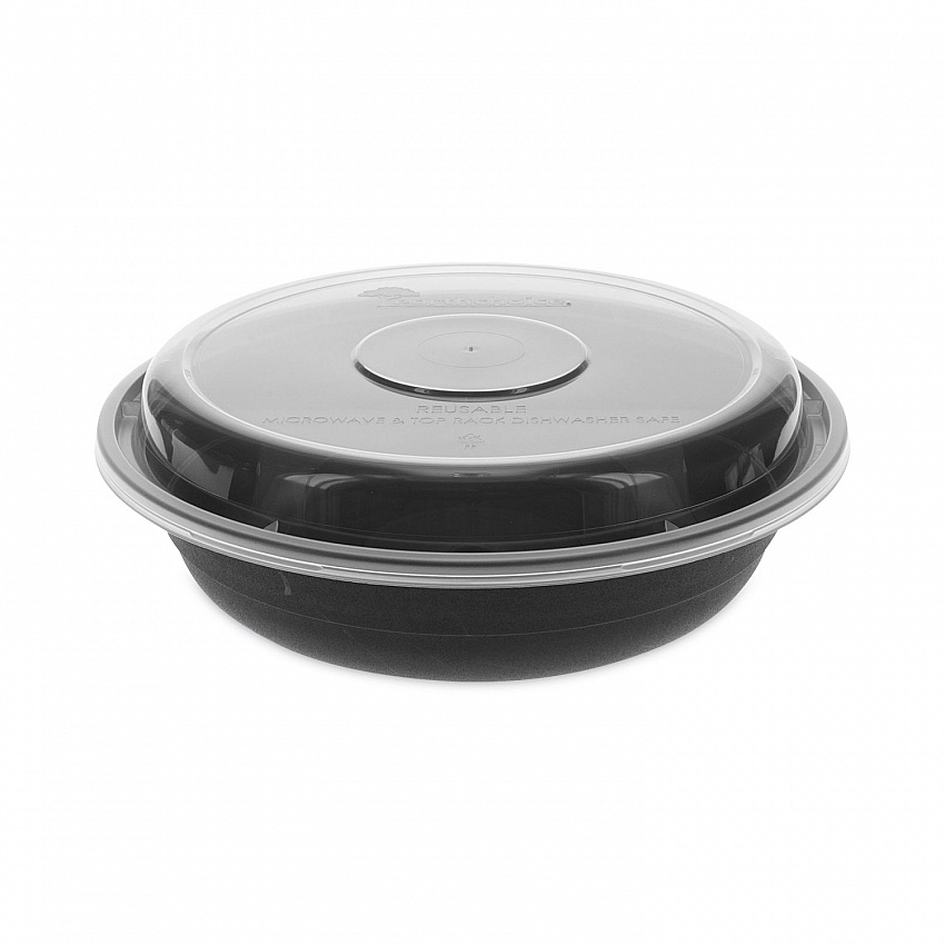 EarthChoice Versa2Go Microwaveable Container, 23 oz, 6.8 x 6.8 x 1.8, Black/Clear, Plastic, 150/Carton (NV2GRN237B)