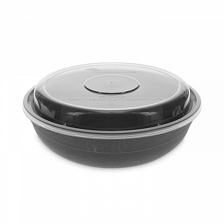 EarthChoice Versa2Go Microwaveable Container, 30 oz, 6.8 x 6.8 x 2.2, Black/Clear, Plastic, 150/Carton (NV2GRN307B)