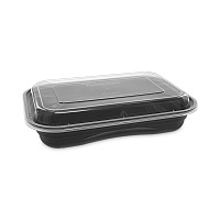 EarthChoice Versa2Go Microwaveable Container, 27 oz, 8.4 x 5.6 x 1.4, Black/Clear, Plastic, 150/Carton (NV2GRT2786B)