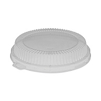 ClearView Dome-Style Lid with Tabs, Fluted, 6.2" Diameter x 1.1"h, Clear, Plastic, 504/Carton (YCI800120000)
