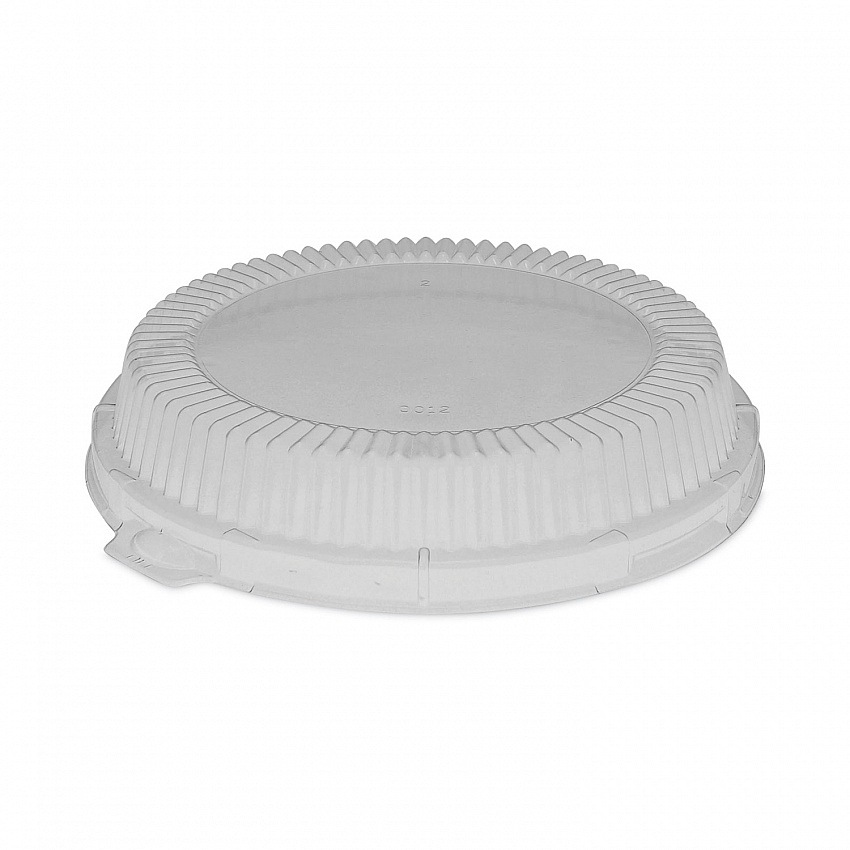 ClearView Dome-Style Lid with Tabs, Fluted, 6.2" Diameter x 1.1"h, Clear, Plastic, 504/Carton (YCI800120000)