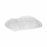 ClearView MealMaster Lid with Fog Gard Coating, Large 2-Compartment Dome Lid, 9.37 x 8 x 1.25, Clear, Plastic, 252/Carton (YCN8467H00D0)