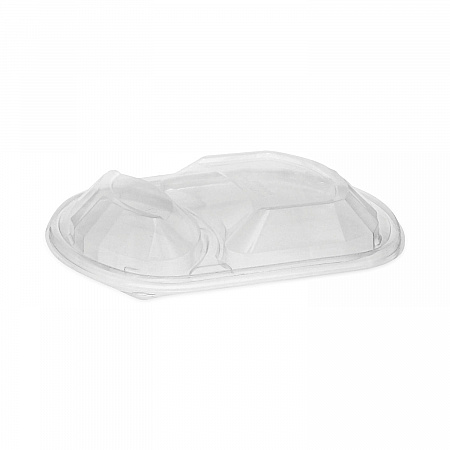 ClearView MealMaster Lid with Fog Gard Coating, Large 2-Compartment Dome Lid, 9.37 x 8 x 1.25, Clear, Plastic, 252/Carton (YCN8467H00D0)