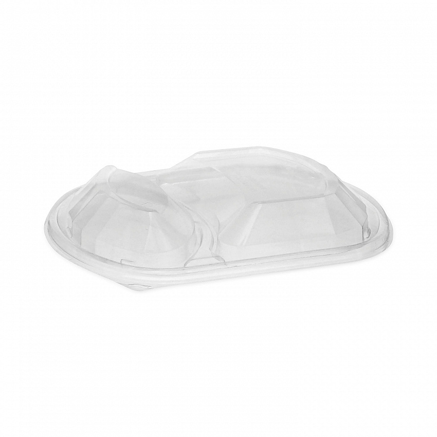 ClearView MealMaster Lid with Fog Gard Coating, Large 2-Compartment Dome Lid, 9.37 x 8 x 1.25, Clear, Plastic, 252/Carton (YCN8467H00D0)