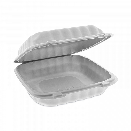 EarthChoice SmartLock Microwavable MFPP Hinged Lid Container, 8.35 x 8.35 x 3.1, White, Plastic, 200/Carton (YCN808010000)