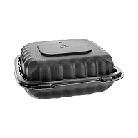 EarthChoice SmartLock Microwavable MFPP Hinged Lid Container, 8.35 x 8.35 x 3.1, Black, Plastic, 200/Carton (YCNB08010000)