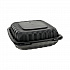 EarthChoice SmartLock Microwavable MFPP Hinged Lid Container, 3 Compartments, 9.33 x 8.88 x 3.1, Black, Plastic, 120/Carton (YCNB09030000)