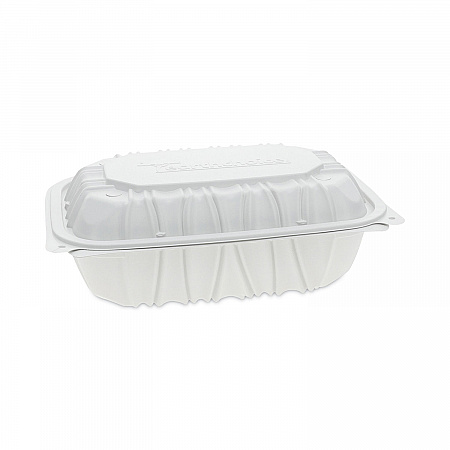 EarthChoice Vented Microwavable MFPP Hinged Lid Container, 9 x 6 x 3.1, White, Plastic, 170/Carton (YCNW0205)