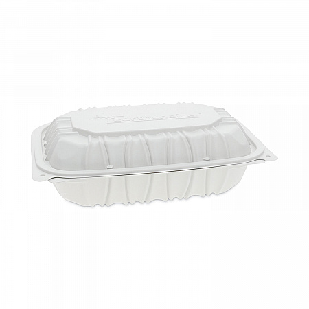 EarthChoice Vented Microwavable MFPP Hinged Lid Container, 9 x 6 x 2.75, White, Plastic, 170/Carton (YCNW0207)