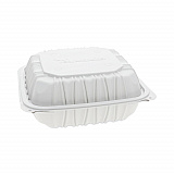 EarthChoice Vented Microwavable MFPP Hinged Lid Container, 8.4 x 8.7 x 3.1, White, Plastic, 146/Carton (YCNW0851)