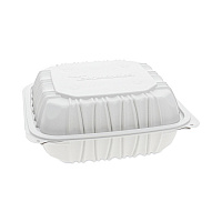 EarthChoice Vented Microwavable MFPP Hinged Lid Container, 8.4 x 8.7 x 3.1, White, Plastic, 146/Carton (YCNW0851)