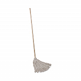 Handle/Deck Mops, #24 White Cotton Head, 54" Natural Wood Handle, 6/Pack (124C)