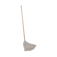 Handle/Deck Mops, #24 White Cotton Head, 54" Natural Wood Handle, 6/Pack (124C)