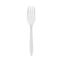 Fieldware Cutlery, Mediumweight Fork, Plastic, White, 1,000/Carton (YFWFWCH)