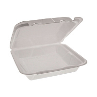Foam Hinged Lid Container, Dual Tab Lock Happy Face, 8 x 7.75 x 2.25, White, 200/Carton (YHD18SS00200)