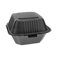 SmartLock Foam Hinged Lid Container, Sandwich, 5.8 x 5.8 x 3.3, Black, 504/Carton (YHLB06000000)