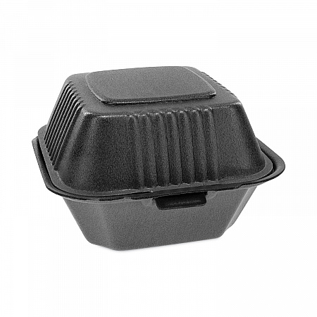 SmartLock Foam Hinged Lid Container, Sandwich, 5.8 x 5.8 x 3.3, Black, 504/Carton (YHLB06000000)