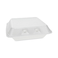 SmartLock Foam Hinged Lid Container, Small, 7.5 x 8 x 2.63, White, 150/Carton (YHLW07010000)