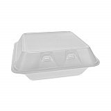 SmartLock Foam Hinged Lid Container, Medium, 3 Compartments, 8 x 8.5 x 3, White, 150/Carton (YHLW08030000)