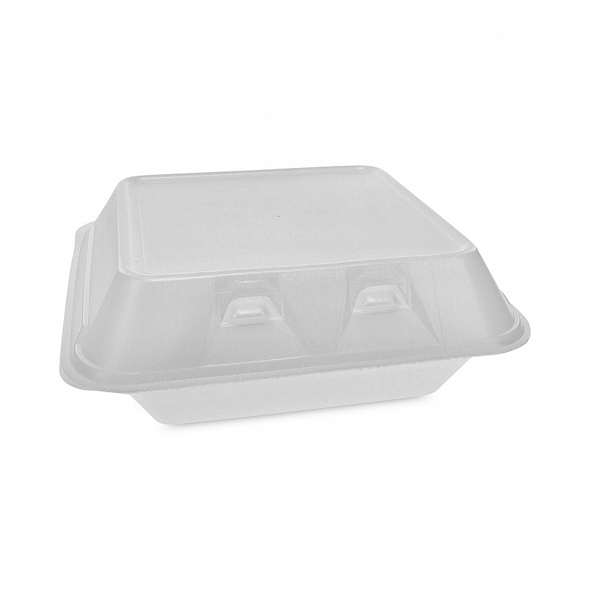 SmartLock Foam Hinged Lid Container, Medium, 3 Compartments, 8 x 8.5 x 3, White, 150/Carton (YHLW08030000)