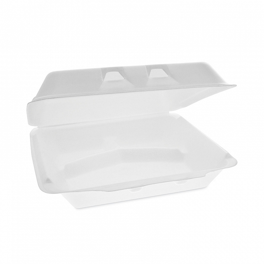 SmartLock Foam Hinged Lid Container, X-Large, 3 Compartments, 9.5 x 10.5 x 3.3, White, 250/Carton (YHLW10030000)