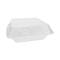 SmartLock Vented Foam Hinged Lid Container, 3 Compartments, 9 x 9.3 x 3.3, White, 150/Carton (YHLWV9030000)