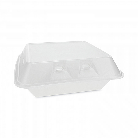 SmartLock Vented Foam Hinged Lid Container, 3 Compartments, 9 x 9.3 x 3.3, White, 150/Carton (YHLWV9030000)