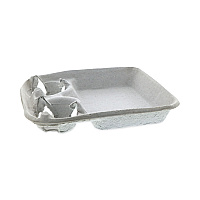 EarthChoice Carry-Safe Beverage Carrier, 8 oz to 24 oz, Two Cups + Food Tray, Natural, 200/Carton (YM527535)