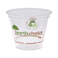 EarthChoice Compostable Cold Cup, 9 oz, Plastic, Clear/Printed, 975/Carton (YPLA9CEC)