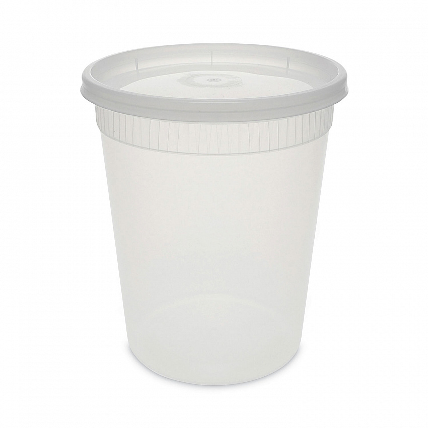 Newspring DELItainer Microwavable Container, 32 oz, 4.7" Diameter x 5.6" h, Clear, Plastic, 240/Carton (YSD2532)