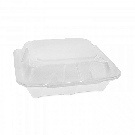 Vented Foam Hinged Lid Container, Dual Tab Lock Economy, 8.4 x 8 x 3, White, 150/Carton (YTD18801ECON)