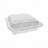Vented Foam Hinged Lid Container, Dual Tab Lock, 8.4 x 8 x 3, White, 150/Carton (YTD188010000)