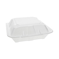 Vented Foam Hinged Lid Container, Dual Tab Lock, 9.13 x 9 x 3.25, White, 150/Carton (YTD199010000)