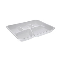Foam School Trays, 5-Compartment Tray, 8.25 x 10.5 x 1, White, 500/Carton (YTH10500SGBX)