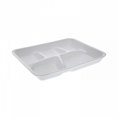 Foam School Trays, 5-Compartment Tray, 8.25 x 10.5 x 1, White, 500/Carton (YTH10500SGBX)