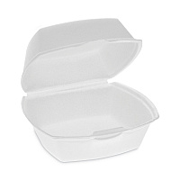 Foam Hinged Lid Container, Single Tab Lock, 5 x 5 x 2.5, White, 500/Carton (YTH100790000)
