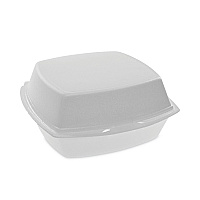 Foam Hinged Lid Container, Single Tab Lock, 6 x 6 x 3, White, 500/Carton (YTH100800000)