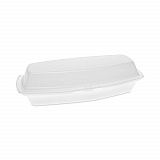 Foam Hinged Lid Container, Single Tab Lock Hot Dog, 7.25" x 3" x 2", White, 504/Carton (YTH100980000)
