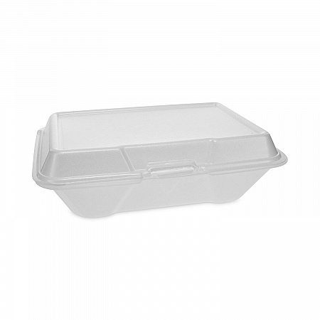 Foam Hinged Lid Container, Single Tab Lock #205 Utility, 9.2 x 6.5 x 2.8, White, 150/Carton (YTH102050001)