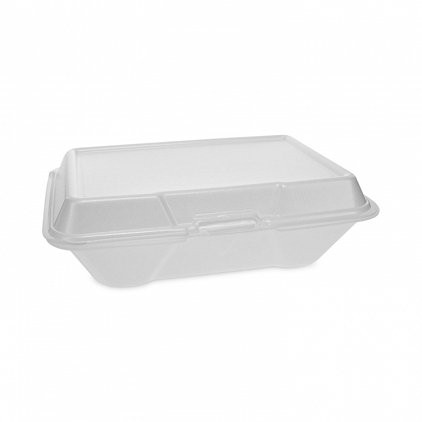 Foam Hinged Lid Container, Single Tab Lock #205 Utility, 9.2 x 6.5 x 2.8, White, 150/Carton (YTH102050001)