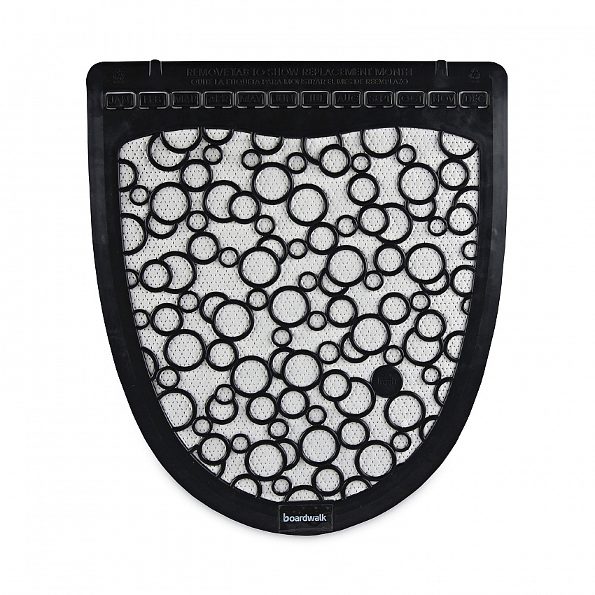 Disposable Urinal Floor Mat 2.0, Shield-Shaped, Black/White Slip-Resistant Surface, 17.5" x 20", 6/Carton (UMBW)