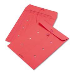 Quality Park Colored Paper String and Button Interoffice Envelope, #97, One-Sided Five-Column Format, 10 x 13, Red, 100/Box (63574)