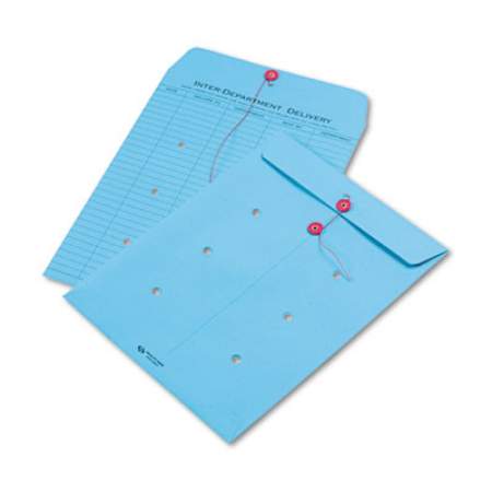 Quality Park Colored Paper String and Button Interoffice Envelope, #97, One-Sided Five-Column Format, 10 x 13, Blue, 100/Box (63577)