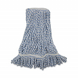 Floor Finish Mop Head, Narrow, Rayon/Polyester, Medium, White/Blue Stripes, 12/Carton (542CT)